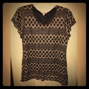 Black and Gold Lace Top - Short Tunic Length